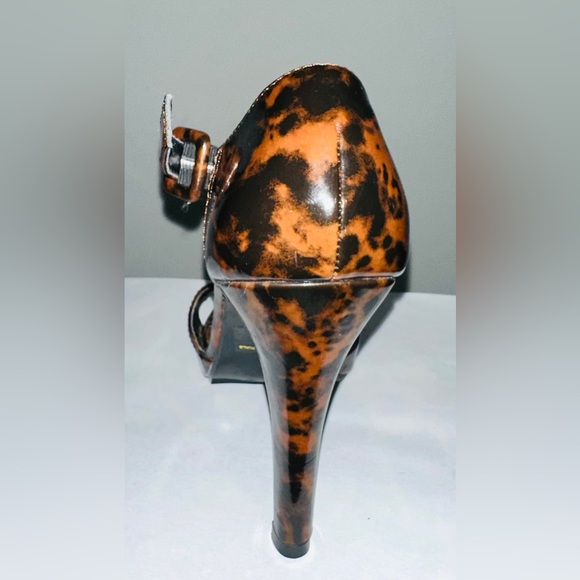 ANKLE STRAP BUCKLE OPEN TOE STILETTO HEEL SIZE 6 ANIMAL PRINT - Picture 5 of 6